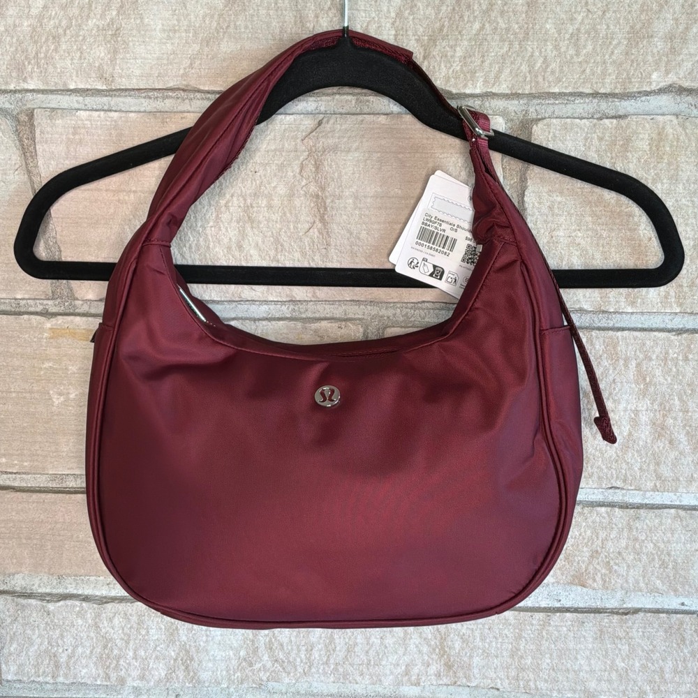 lululemon City Essentials Shoulder Bag 4L Burgundy Bay Silver NWT